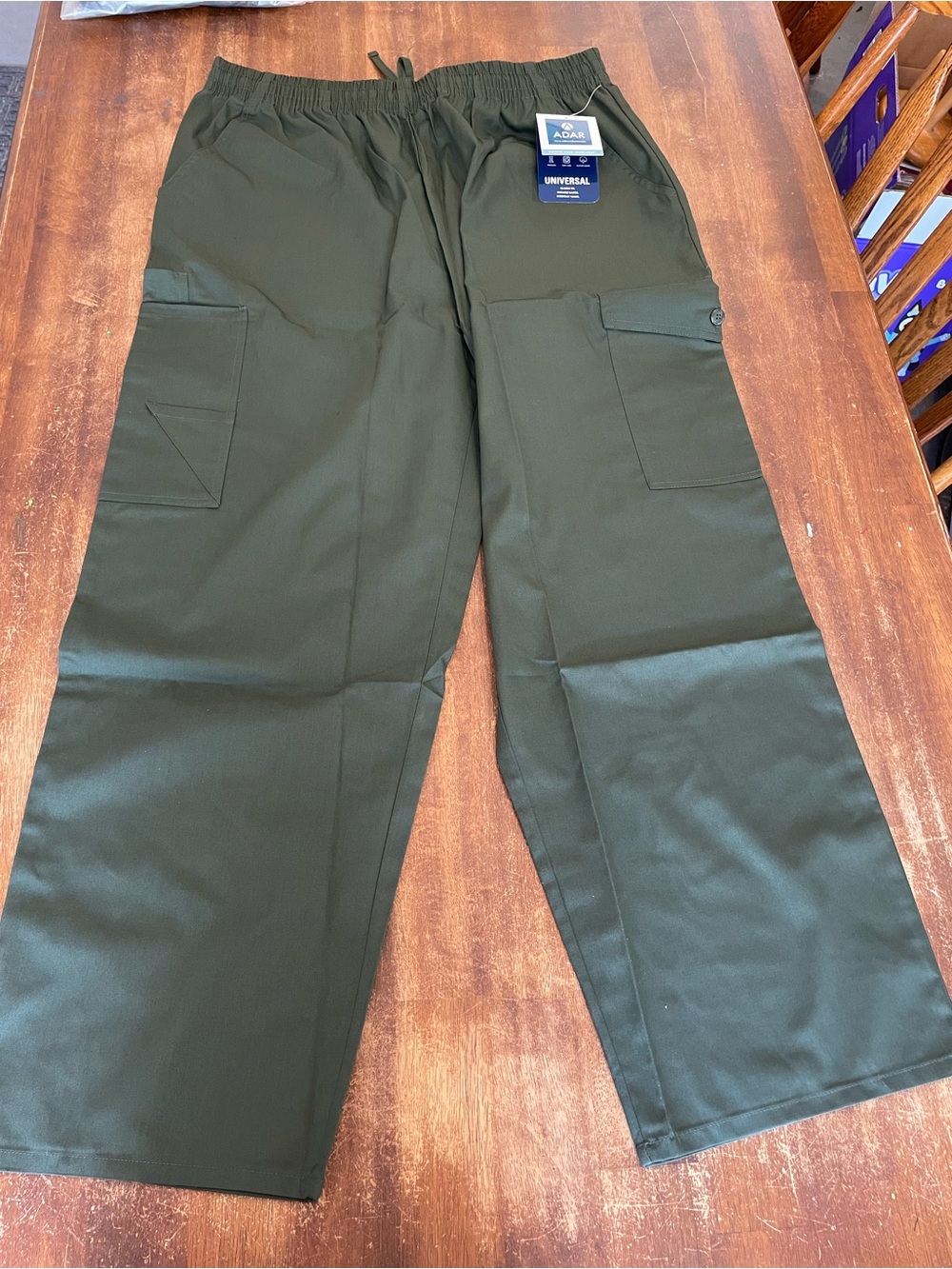 ADAR Universal Men's Olive Green Cargo Scrub Pants Classic Fit